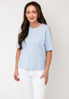 Oui Plain Basic With Embroidery T-Shirt, Blue
