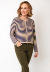 OUI Marea Striped Button Up Cardigan, Beige