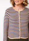 OUI Marea Striped Button Up Cardigan, Beige