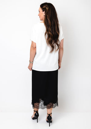 Oui Rhinestone Embellished Graphic T Shirt, White