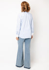 Oui Striped Ruffle Neck Shirt, Blue