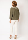 Oui Chunky Knit V-Neck Jumper, Green