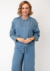 Oui Denim Look Button Down Jacket, Blue