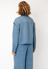 Oui Denim Look Button Down Jacket, Blue