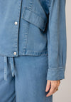 Oui Denim Look Button Down Jacket, Blue