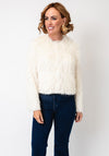 Oui Shaggy Textured Cardigan, White