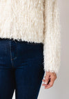 Oui Shaggy Textured Cardigan, White