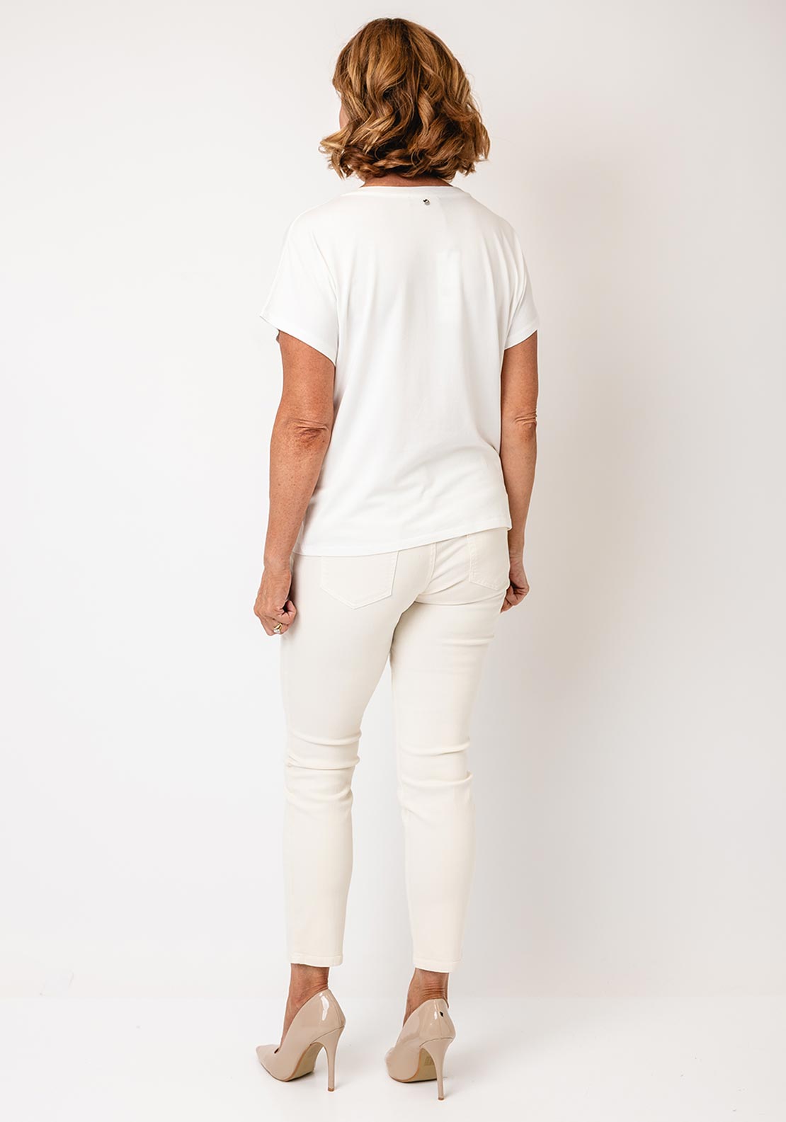 Oui Sequin Square T-Shirt, White