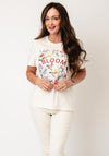Oui Floral Square T-Shirt, Cream