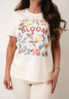 Oui Floral Square T-Shirt, Cream