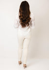 Oui V-Neck Embroidered Floral Print Blouse, White
