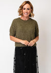 Oui Shaggy Crew Neck Pullover, Green
