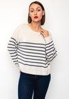 Oui Knitted Striped Jumper, Cream