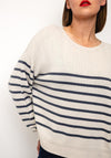 Oui Knitted Striped Jumper, Cream
