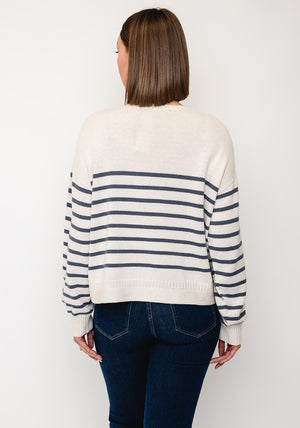 Oui Knitted Striped Jumper, Cream