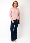 Oui Bow Detail Crew Neck Jumper, Pink