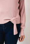 Oui Bow Detail Crew Neck Jumper, Pink