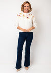 Oui Floral Design Crew Neck Jumper, White