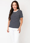 Oui Striped with Small Logo T-Shirt, Navy