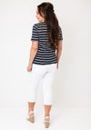 Oui Striped with Small Logo T-Shirt, Navy
