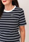Oui Striped with Small Logo T-Shirt, Navy