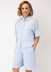 Oui Linen Button Down Shirt, Blue