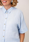 Oui Linen Button Down Shirt, Blue