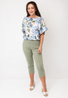 Oui Floral Print Top, Blue Multi