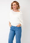Oui Knitted Round Neck Sweater, Cream