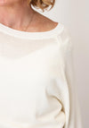 Oui Knitted Round Neck Sweater, Cream