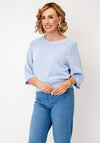 Oui Knitted Round Neck Sweater, Blue