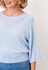 Oui Knitted Round Neck Sweater, Blue