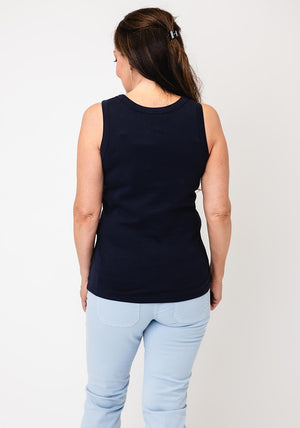 Oui Sequin Detailed Vest, Navy