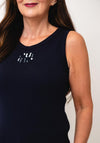 Oui Sequin Detailed Vest, Navy