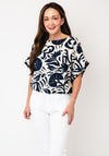 Oui Botanical Print Top, Beige