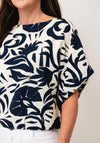 Oui Botanical Print Top, Beige