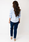 Oui Pinstripe Button-Down Front Shirt, Blue and White