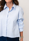 Oui Pinstripe Button-Down Front Shirt, Blue and White