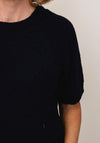 Oui Cropped Sleeve Knitted Jumper, Navy