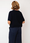 Oui Cropped Sleeve Knitted Jumper, Navy