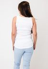 Oui Embroidered with Bead Detail Tank Top, White