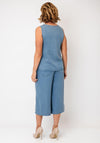 Oui V-Neck Denim Look Vest, Blue