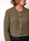 Oui Knitted Button Up Cardigan, Green