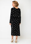 Oui Dot V Neck Cropped Cardigan, Black