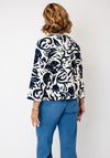 Oui Botanical Print Boxy Fit Sweatshirt, Navy & Cream