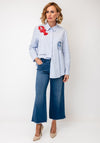 Oui Fish Graphic Print Embroidered Shirt, Blue
