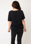 Oui Rhinestone Washed T-Shirt, Faded Black