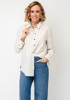 Oui Striped Cotton Shirt, Cream