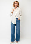 Oui Striped Cotton Shirt, Cream