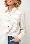 Oui Striped Cotton Shirt, Cream